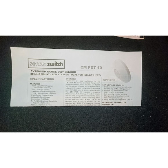 ACUITY CONTROLS CM PDT 10 CEILING MOUNT SENSOR LARGE MOTION EXTENDED RANGE - Picture 4 of 4